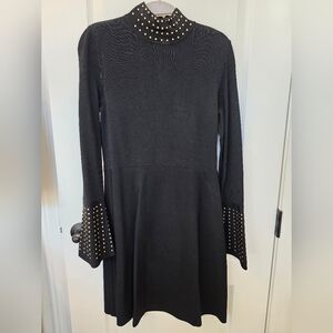 INC Women's Size M Studded Long Sleeve Little Black Dress